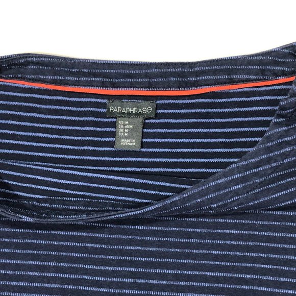 Paraphrase Womens Sz M Navy Blue Pullover 3/4 Sleeve Striped Bodycon Shift Dress - Picture 5 of 7